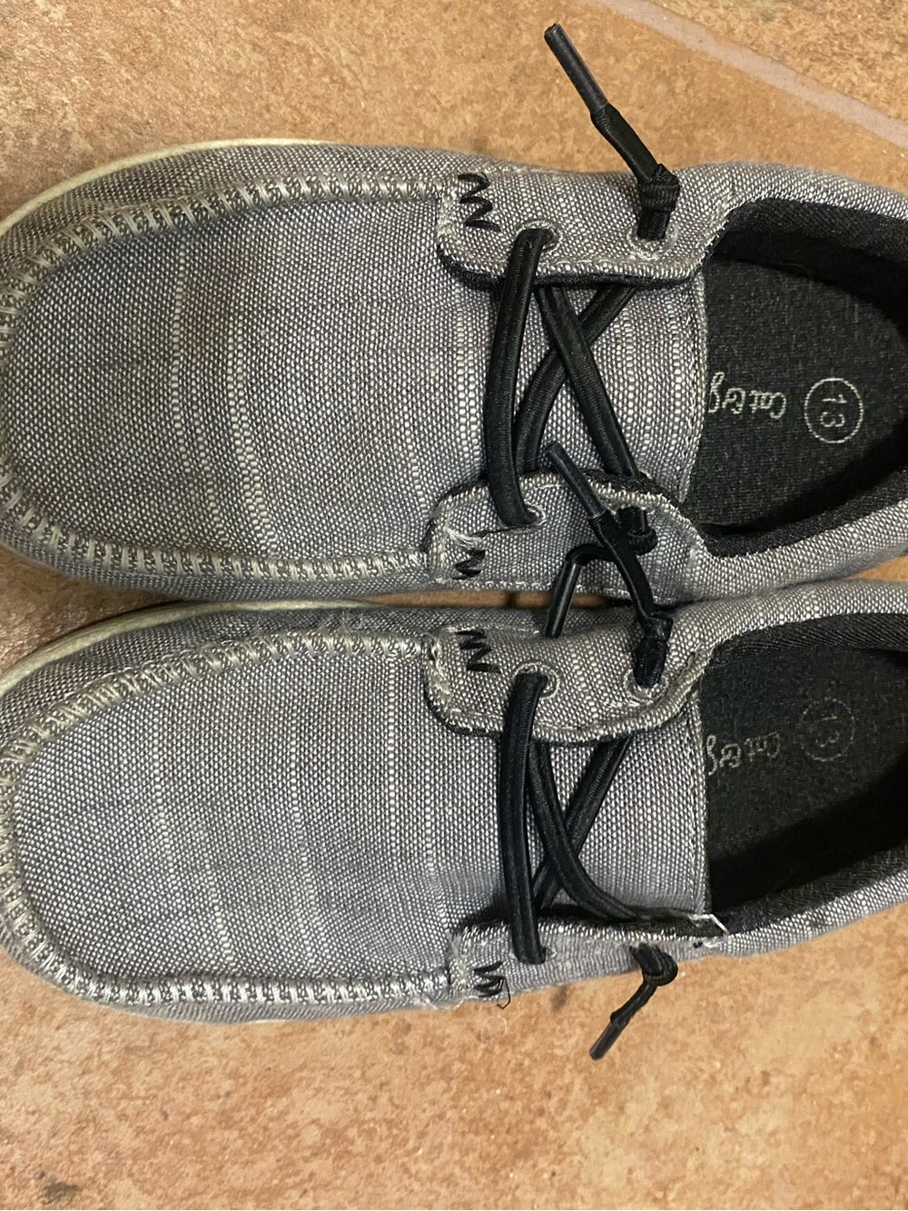 Cat & Jack Gray Canvas Slip-On Moccasins with Black Laces